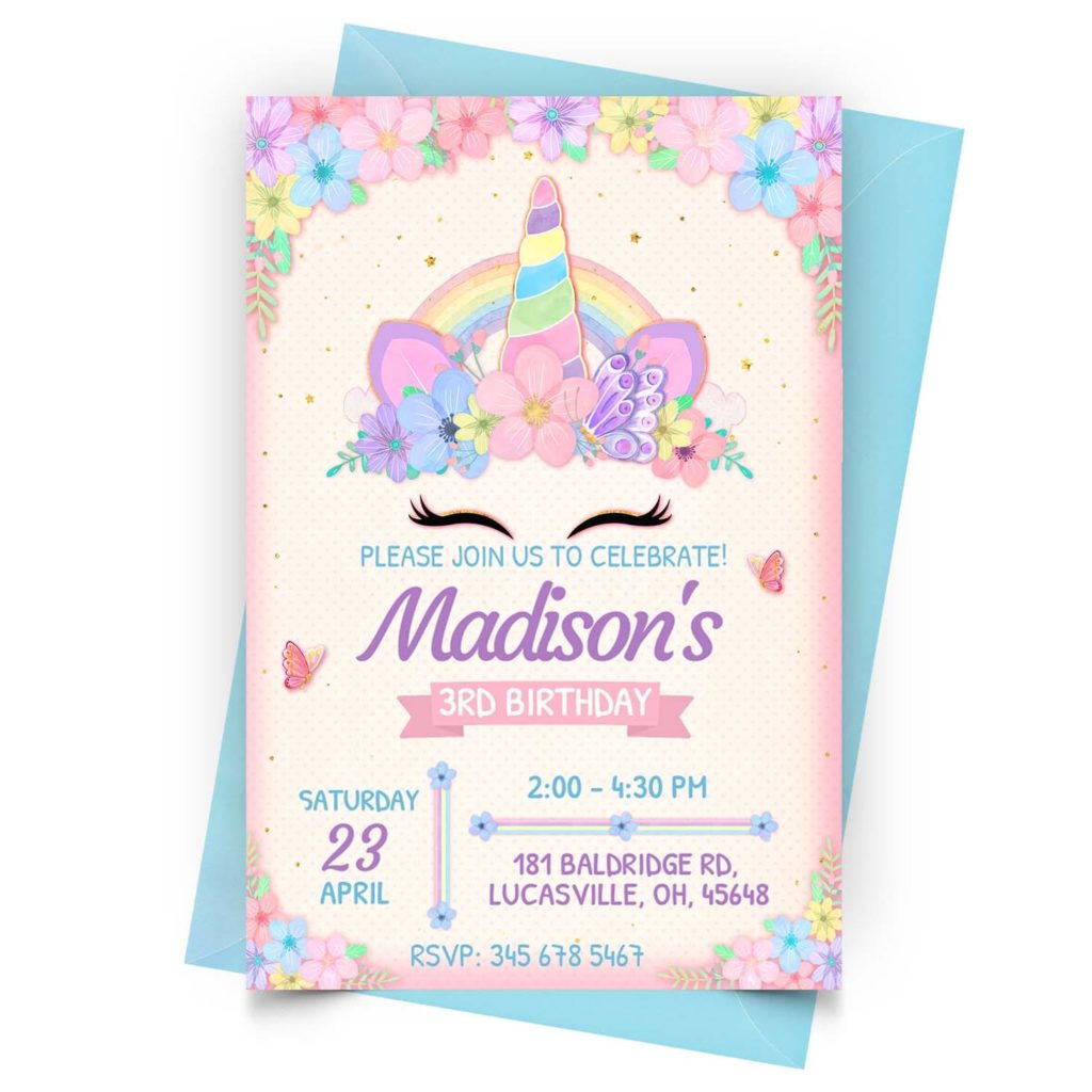[+5] Unicorn Invitation Free & Lowcost Birthday Templates