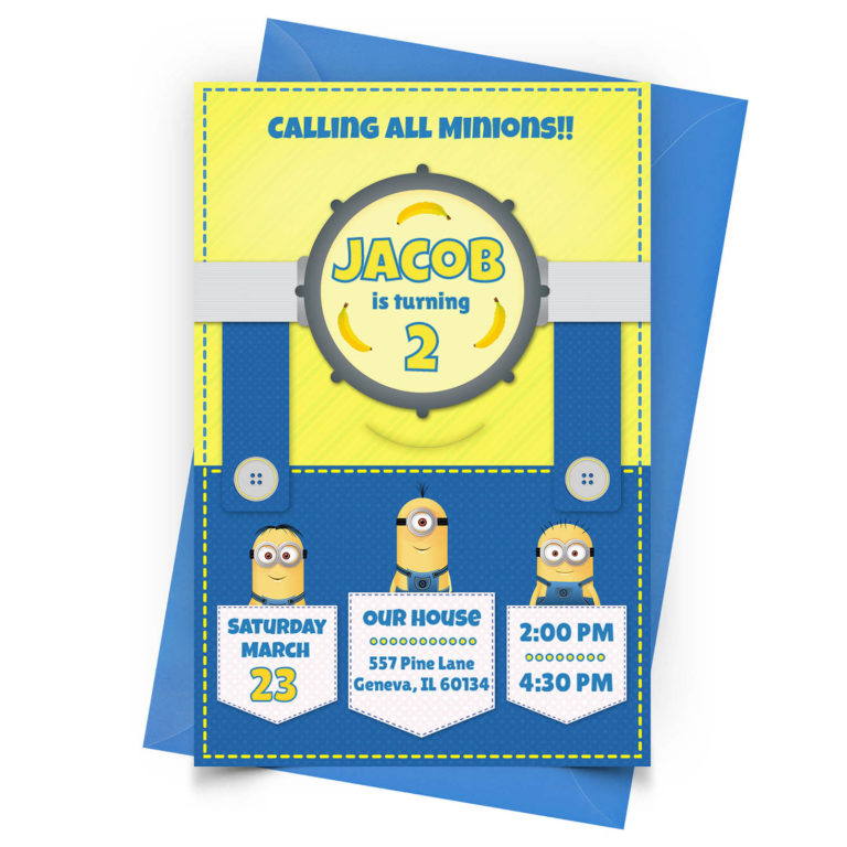 [5+] Minions Invitation Free template to edit and print.