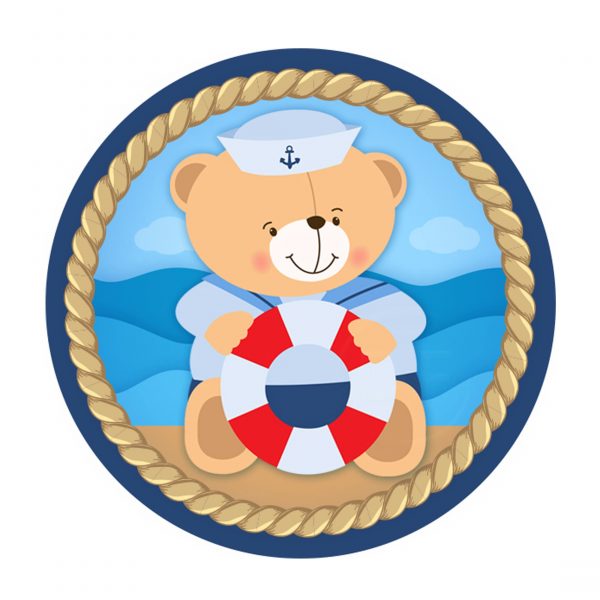 Nautical Teddy Bear Round Label