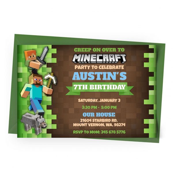 [5+] Minecraft Invitation Free & Low-cost Birthday Templates