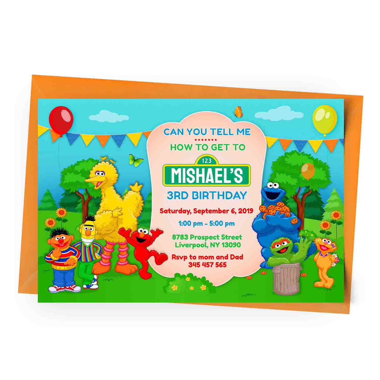 [+5] Sesame Street Invitation free & Low Cost Birthday