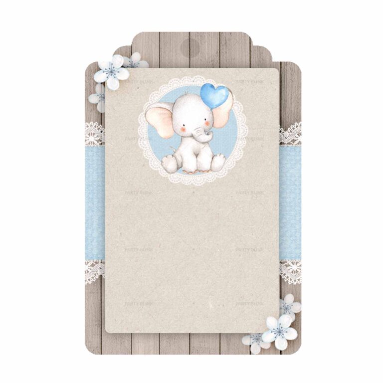 Free Blue Elephant Baby Shower Tag