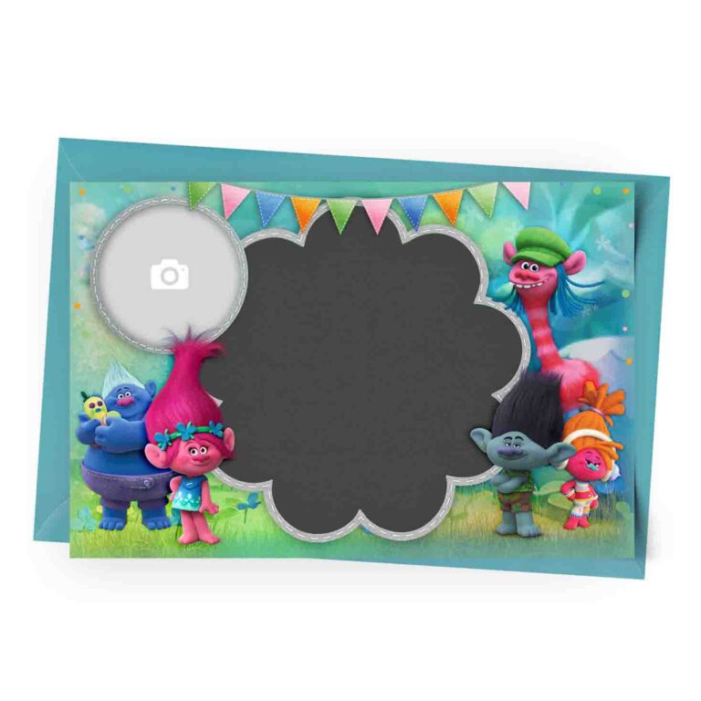 Trolls Invitation with Photo Personalized Online