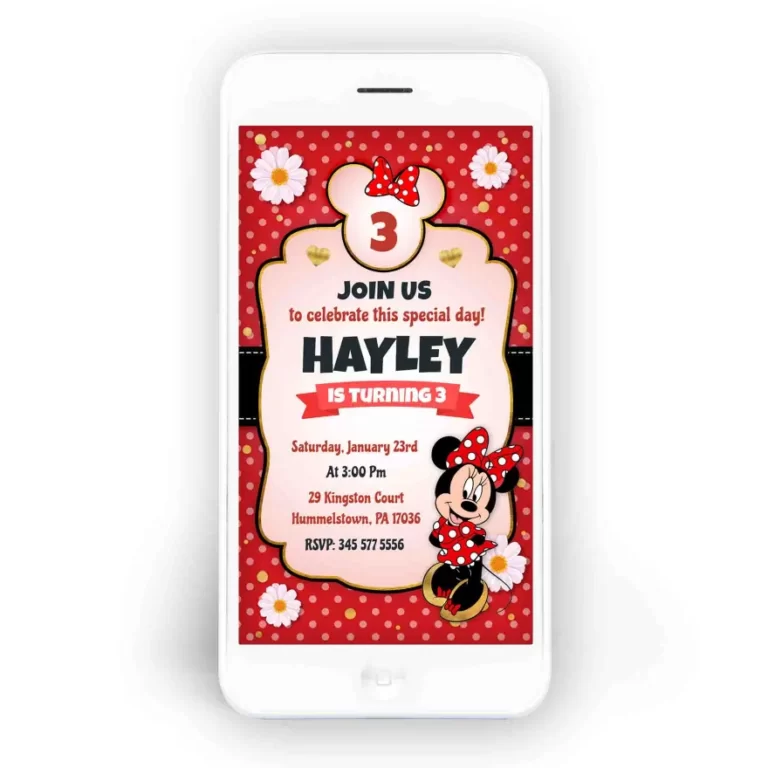 Minnie Red SMS Invitation Personalized 2
