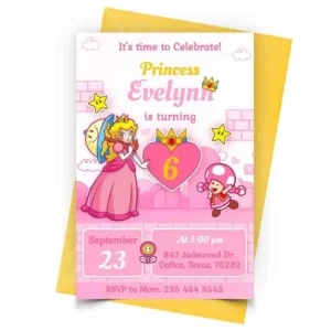 Princess Peach Invitation Personalized 2