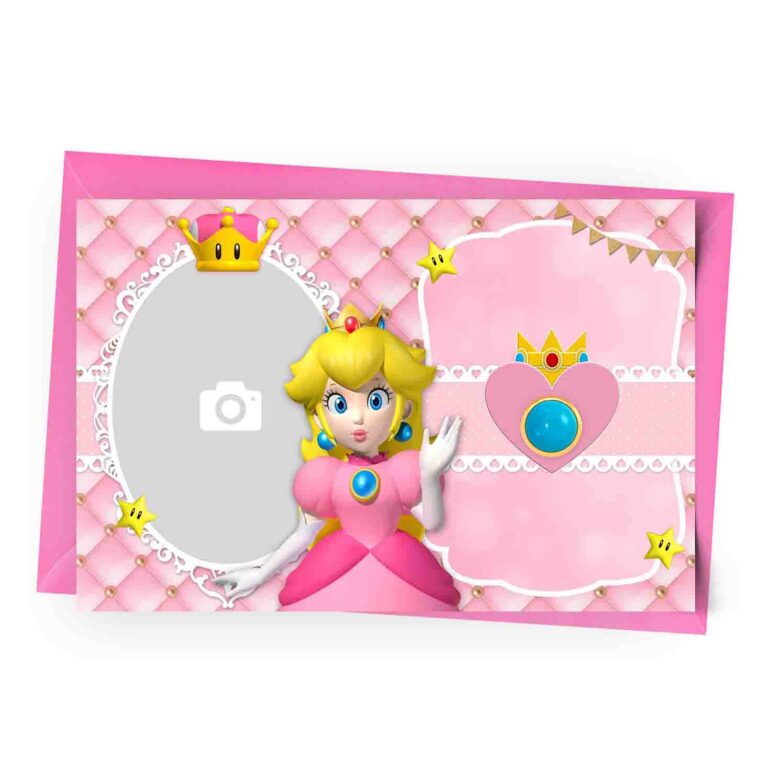 Princess Peach Invitation with Photo Personalized