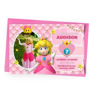 Princess Peach Invitation with Photo Personalized 1