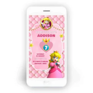 Princess Peach SMS Invitation Personalized 1