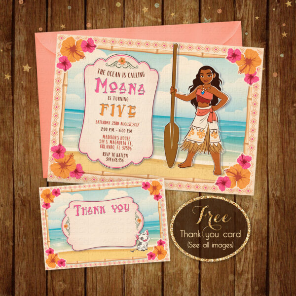 Moana Birthday Invitation