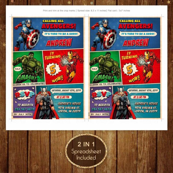 Personalized Avengers Invitation Multiprint