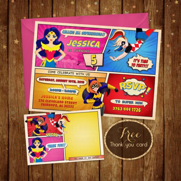 Personalized Super Hero Girls Invitation Multi Print