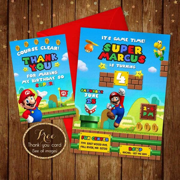 Super Mario Birthday Invitation - Printable Digital File