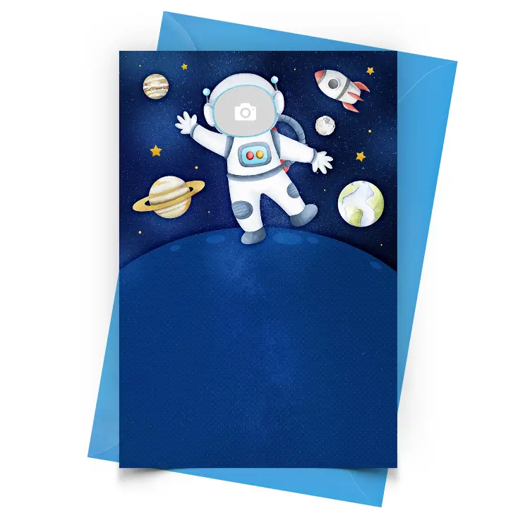 Astronaut Invitation with Photo Personalized - Blank