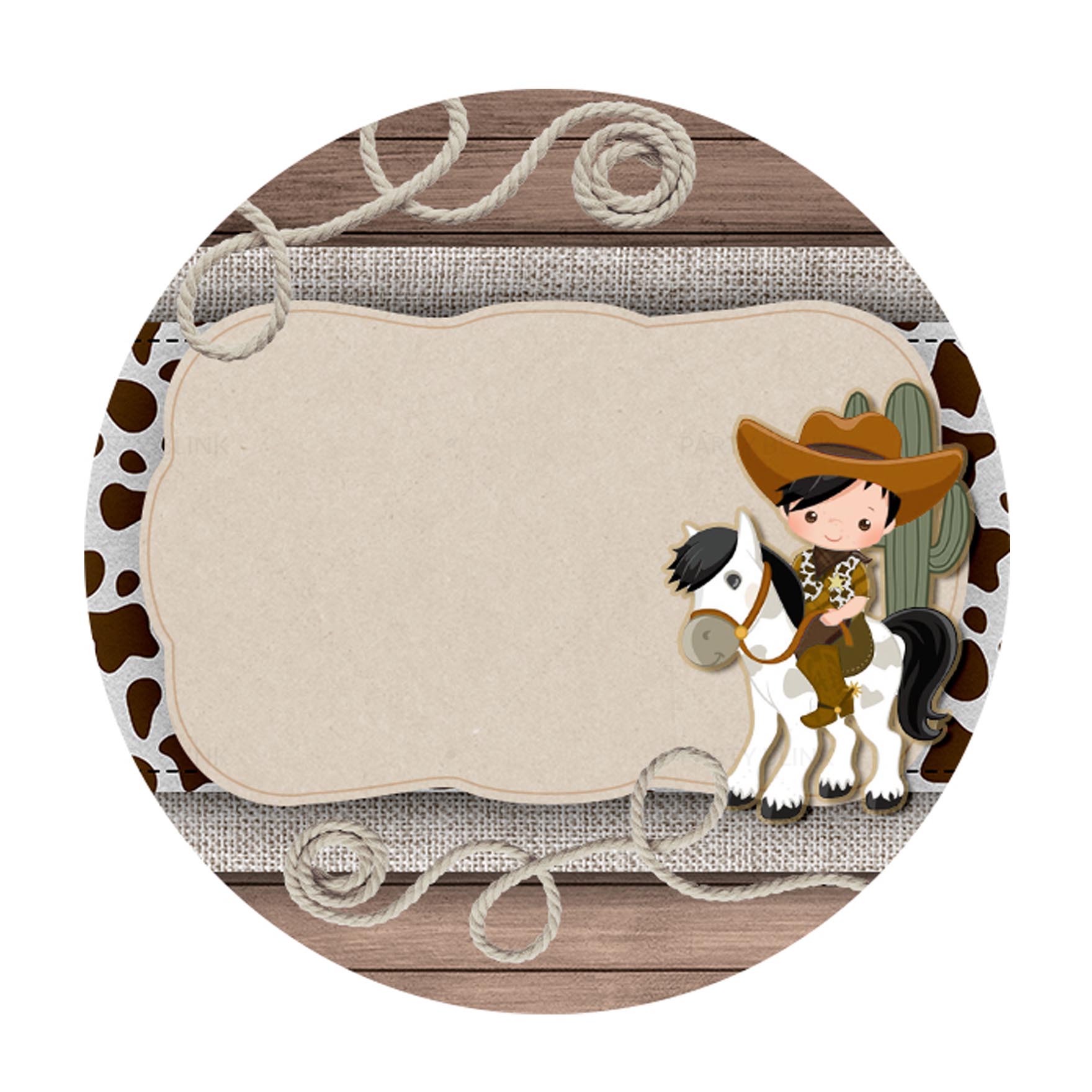 Free Cowboy Round Label for Text