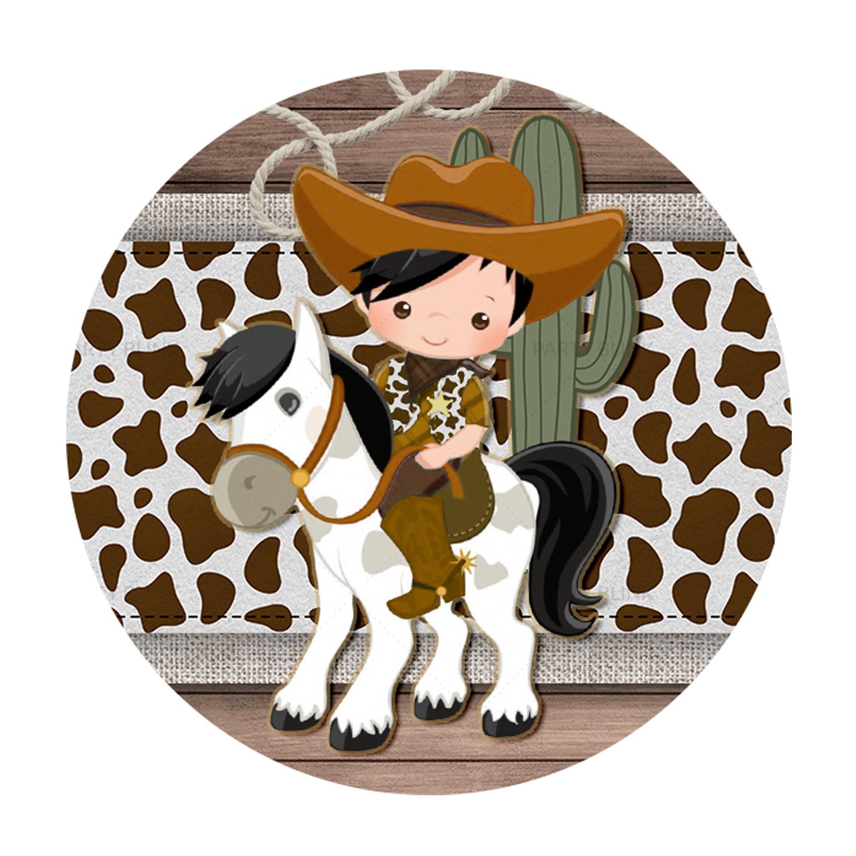 Free Cowboy Round Label
