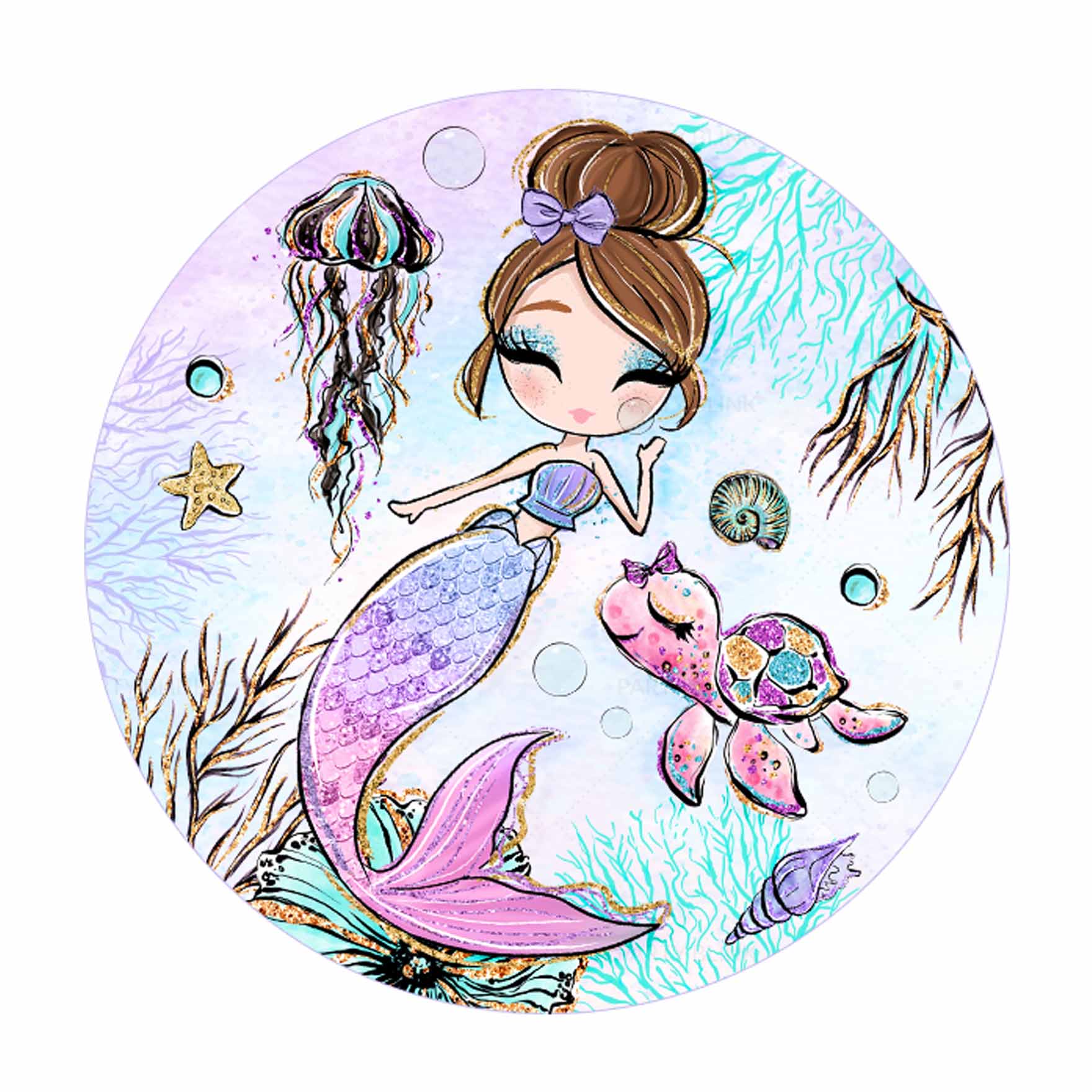 Free Mermaid Round Label