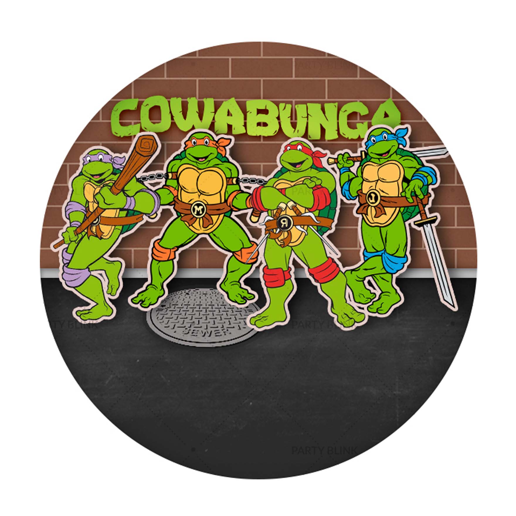 Free Ninja Turtles Round Label for Text