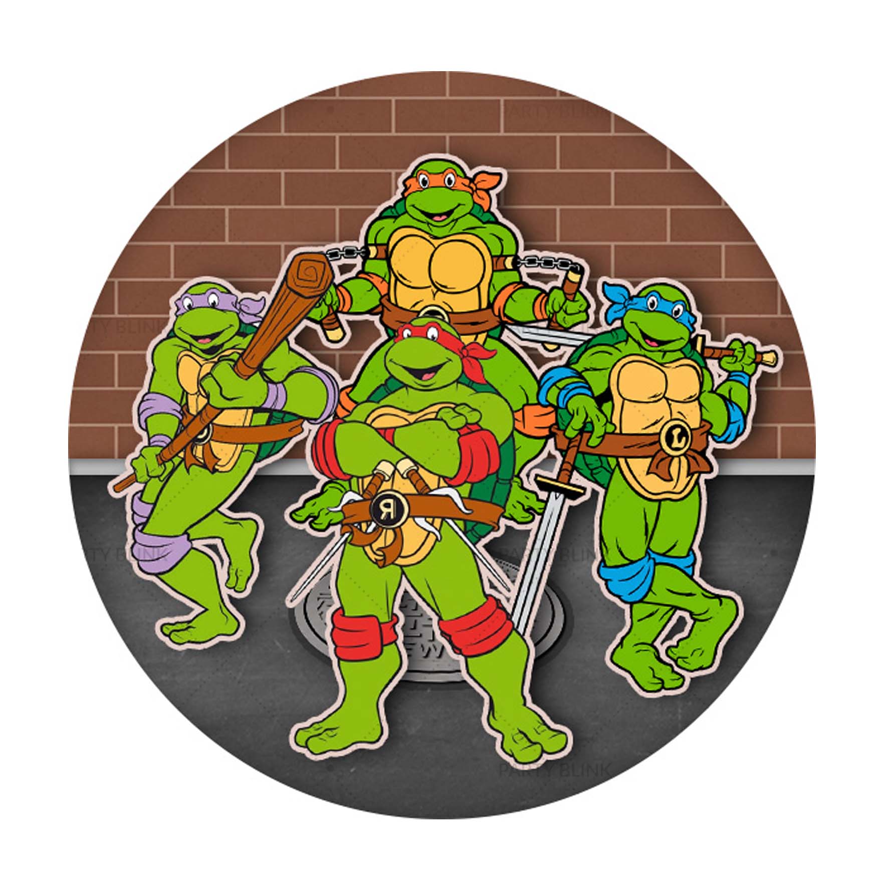 Free Ninja Turtles Round Label
