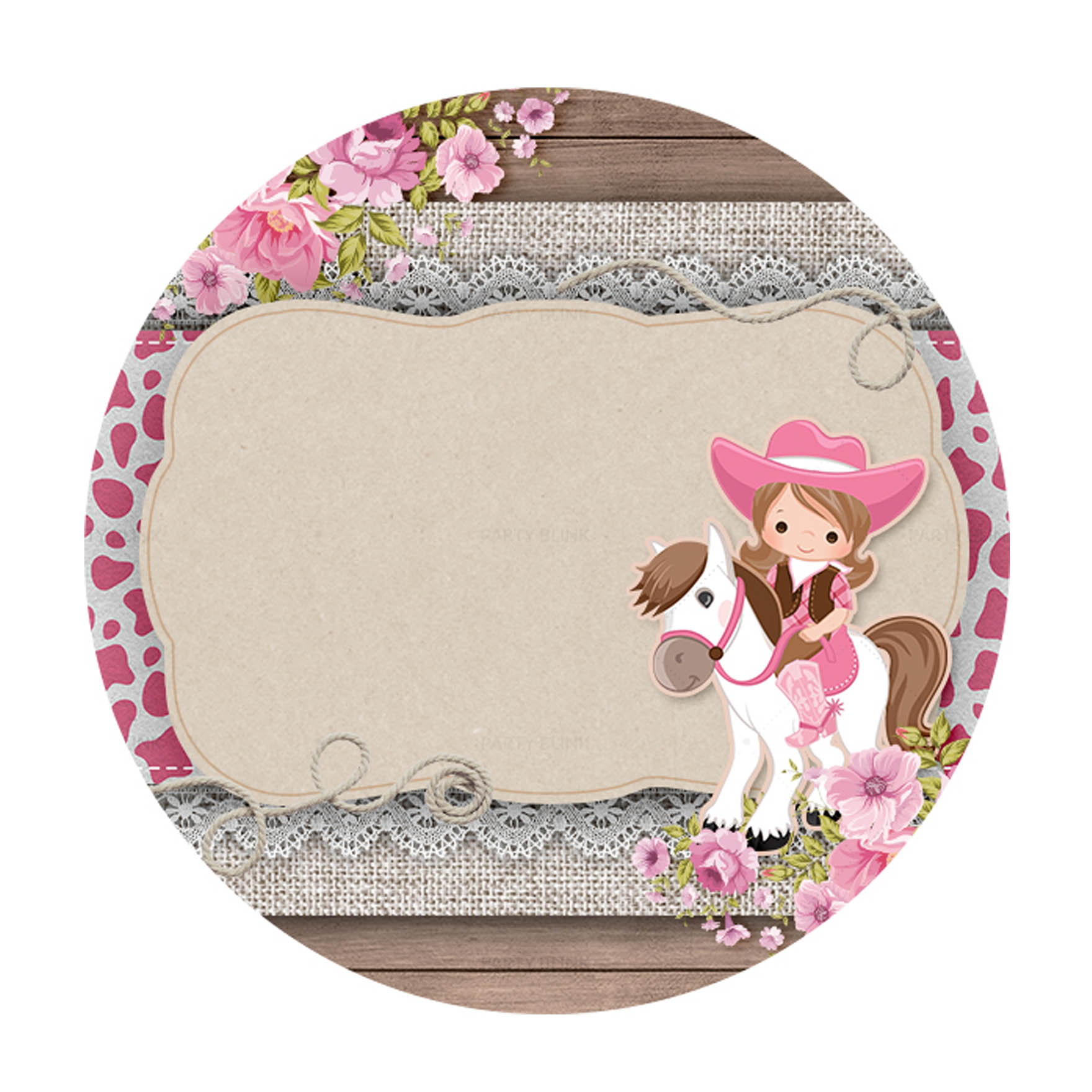 Free Cowgirl Round Label for Text