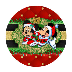 Free Mickey and Minnie Christmas Round Label