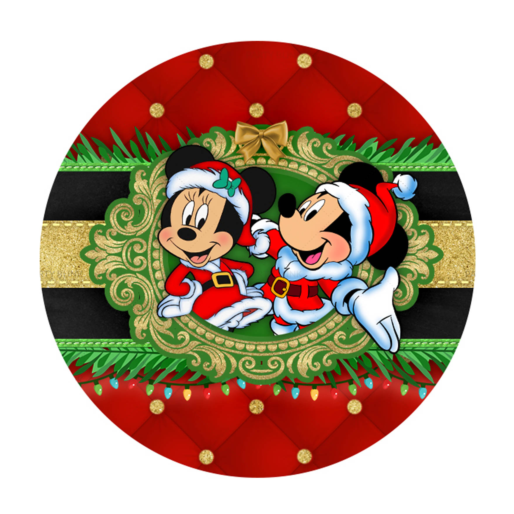 Free Mickey and Minnie Christmas Round Label
