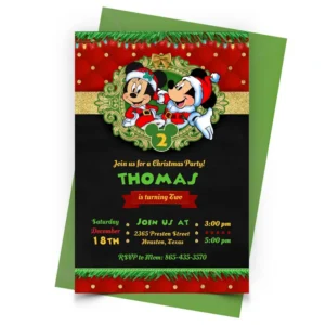 Mickey and Minnie Christmas Invitation Personalized