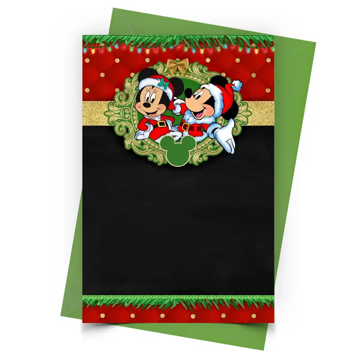 Mickey and Minnie Christmas Invitation Personalized - Blank