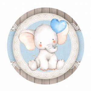 Free Blue Elephant Baby Shower Round Label