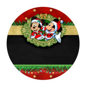 Free Mickey and Minnie Christmas Roud Label for Text Free Mickey and Minnie Christmas Roud Label for Text