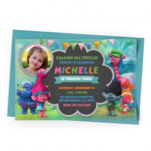 Trolls Invitation with Photo Personalized