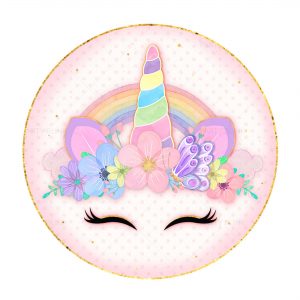 Unicorn Round Label Free - Party Blink